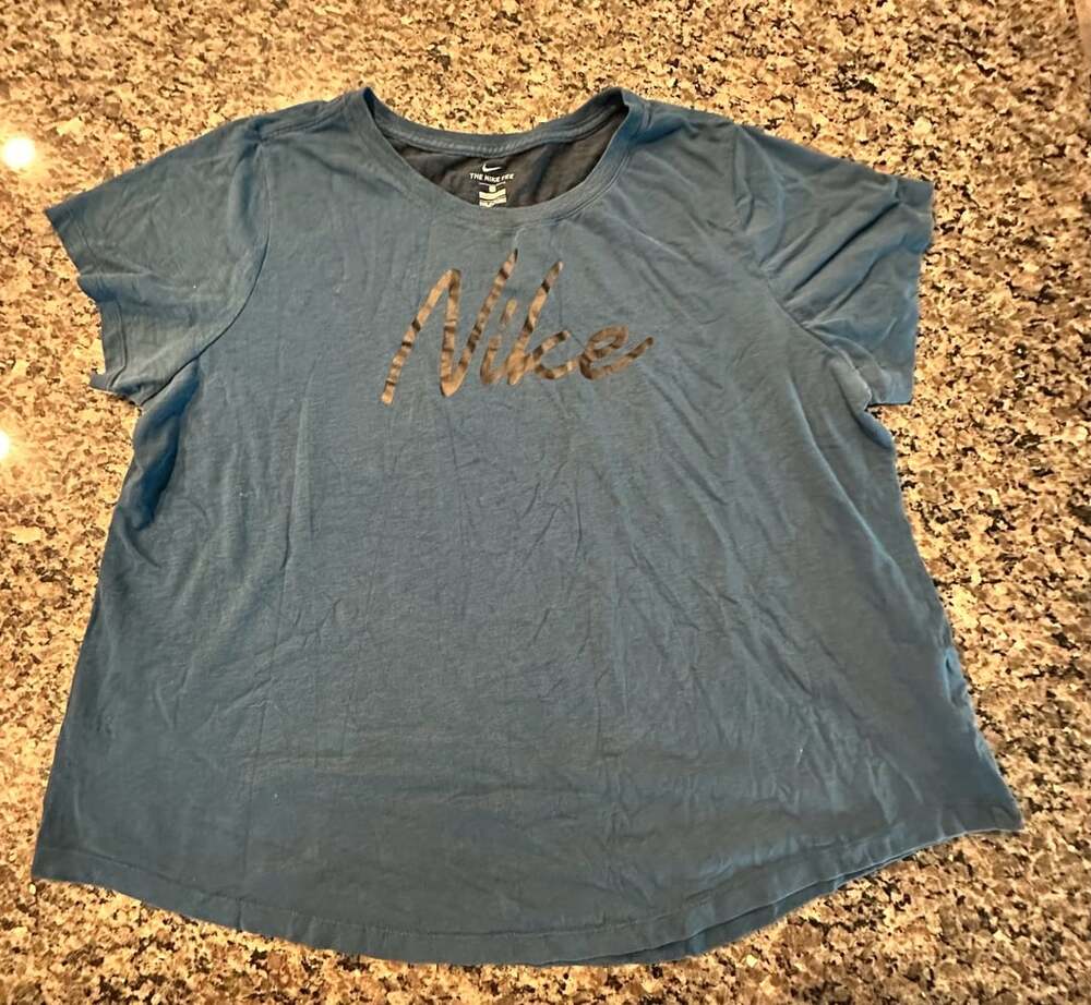 Nike Women's Cursive Script Logo Short-Sleeve T-Shirt Blue